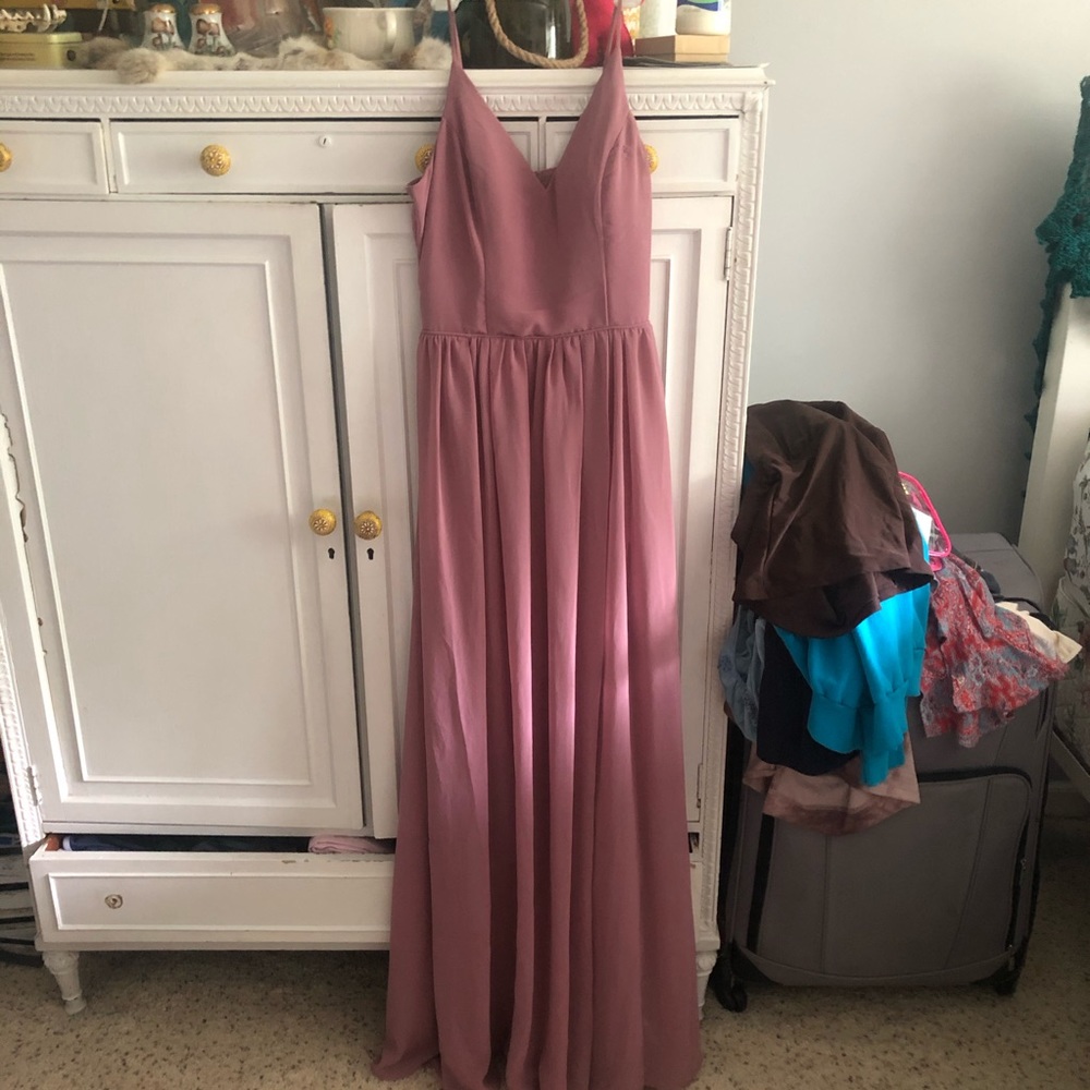 Dusty Pink Formal Floor Length Dress